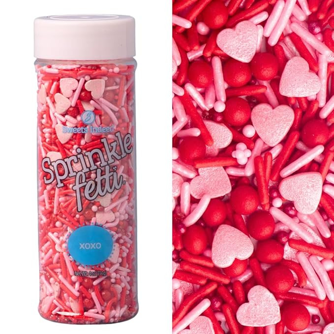 Sweets Indeed Valentines Day Heart Sprinkle Mix | Red & Pink Jimmies, Sugar Pearls, Confetti Quin... | Amazon (US)