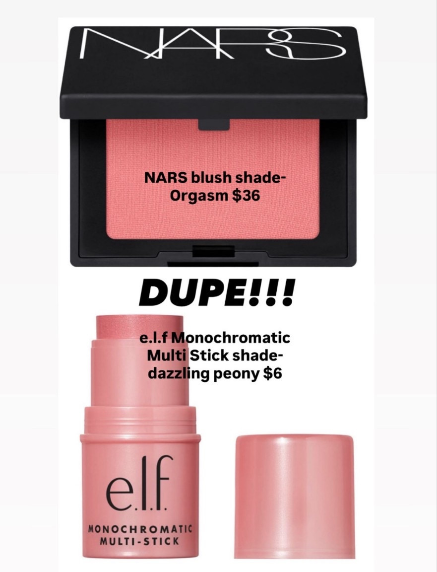 We love a dupe!!!

Found this E.L.F. blush stick that color matches NARS blush in shade Orgasm to perfection - only $6
Shade- Dazzling Peony 

#LTKWomens #LTKGirls #Makeup #Dupe #Blush #NARS #ForHer #Sale #Makeup #StockingStuffer #Under10 #Blush #GiftsForHer

#LTKSaleAlert #LTKgrwm