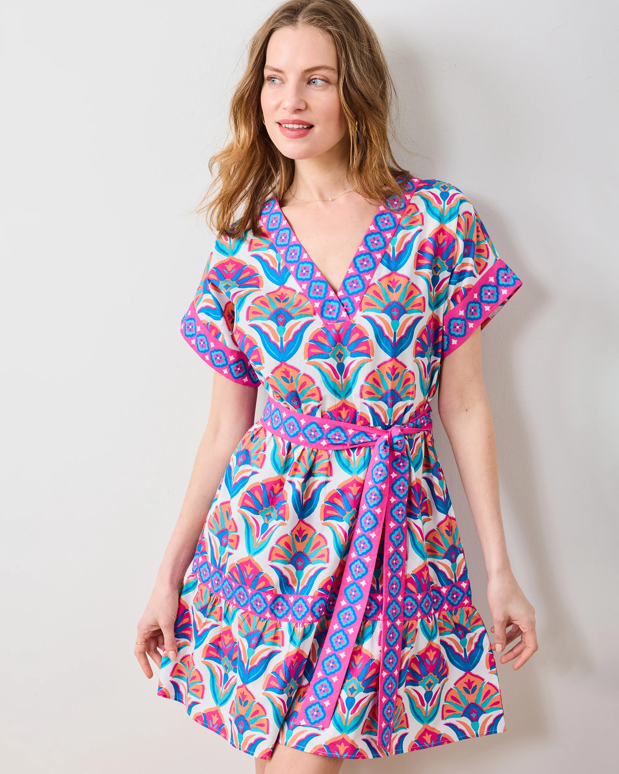 Geo Floral - Atlantic Dress - Fuschia Cloud | Printfresh