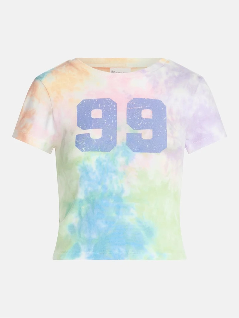 No Boundaries Tie Dye Ribbed Graphic Cotton Baby Tee, Women's XXS-XXL | Walmart (US)
