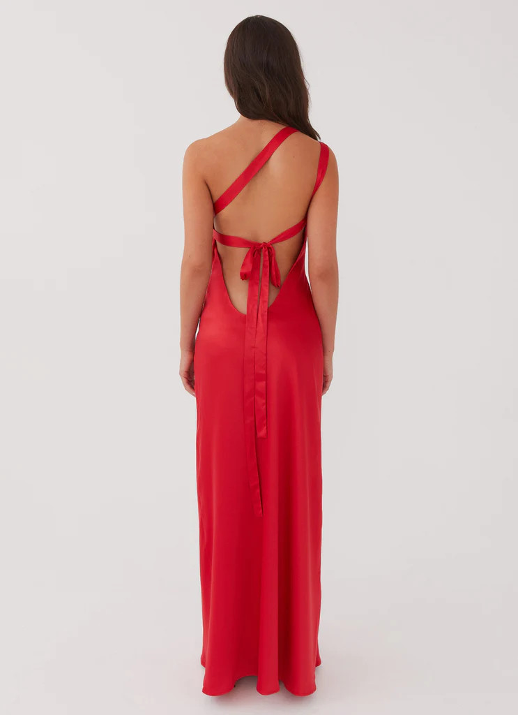 Delancy One Shoulder Maxi Dress - Rouge Red | Peppermayo (Global)