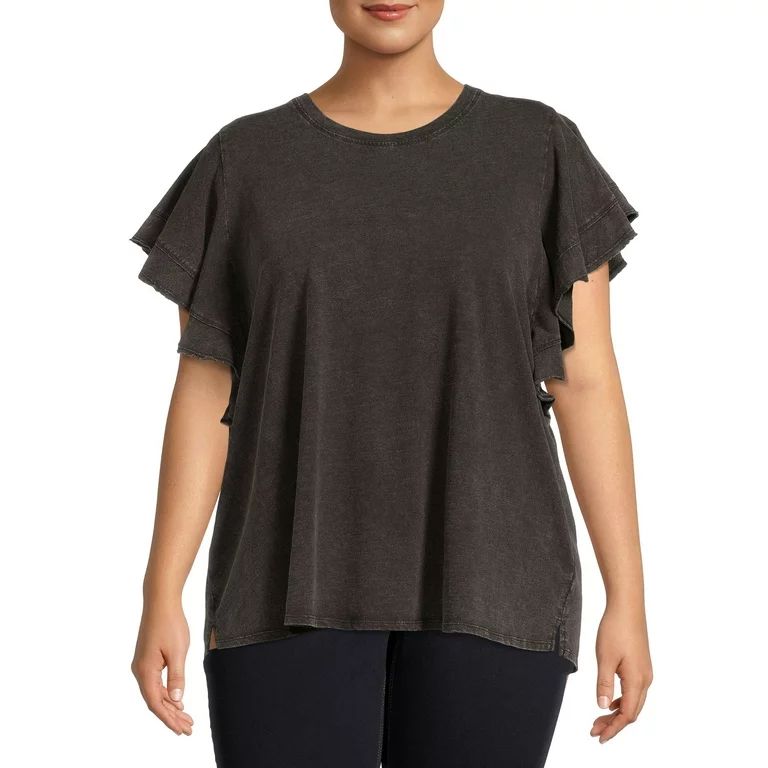 Terra & Sky Women's Plus Size Flutter Sleeve Knit Top | Walmart (US)
