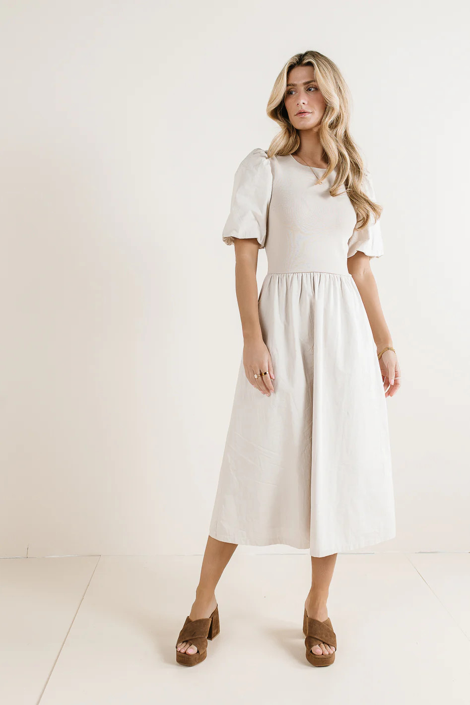 Evelynn Midi Dress in Cream | Böhme US