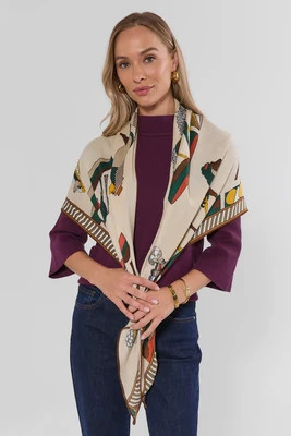 Tan Cashmere Blend Printed wrap | Avara