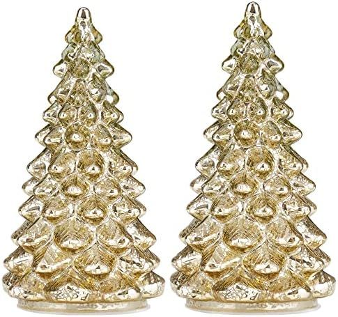 Osfvn Mercury Glass Christmas Tree Gold Xmas Trees Decorations Table Top Centerpiece Mantel Windo... | Amazon (US)