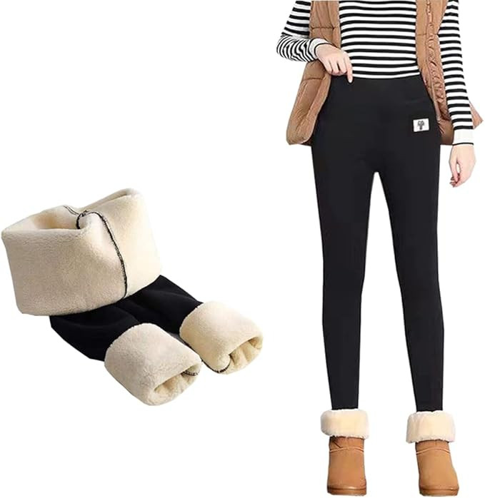 Hixiaohe Women's Casual Sherpa Fleece Lined Warm Leggings Thicken Heavy Jogger Pants | Amazon (US)