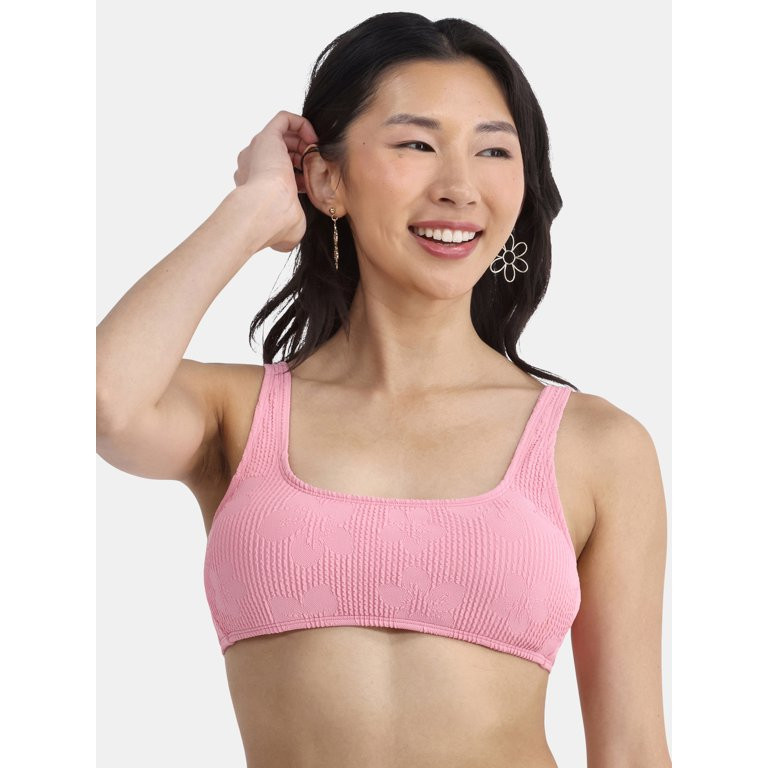 No Boundaries Women's Hibiscus Print Pucker Bikini Bralette, Sizes XXS - XL | Walmart (US)