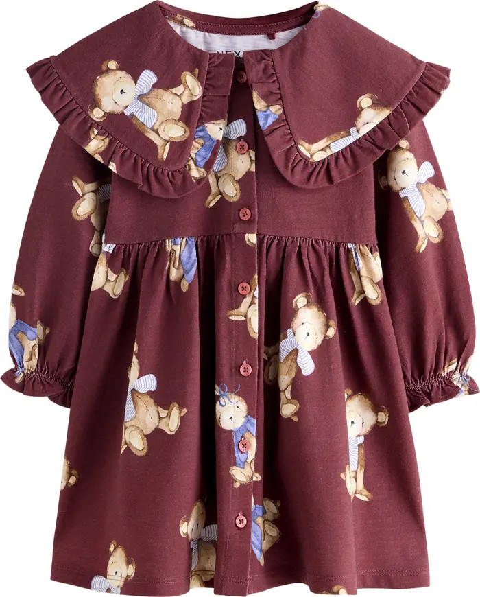 Kids' Teddy Bear Print Cotton Jersey Dress | Nordstrom