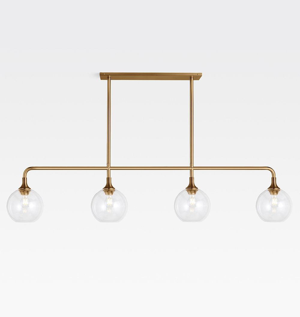Poplar 54" Linear Pendant, Heritage Brass - 36" - Poplar UNO GLASS CC | Rejuvenation