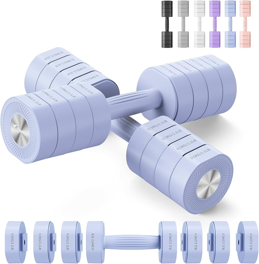 MERACH Dumbbell Set of 2, Adjustable Weight, Anti-slip Handle, Macaron Colors, Each 2.2/4.4/6.6/8... | Amazon (US)