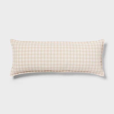 Gingham OS Oblong Dec Pillow Khaki/Ivory - Threshold™: Cotton Rectangle Lumbar Support, Indoor ... | Target