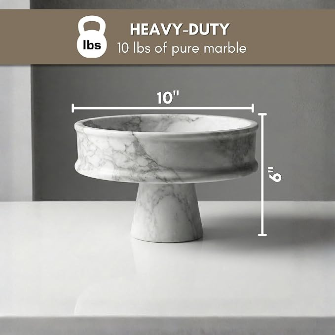 Marble Fruit Bowl for Kitchen Counter, 10" Handcrafted Natural Stone Decorative Bowl, Catch-All K... | Amazon (US)