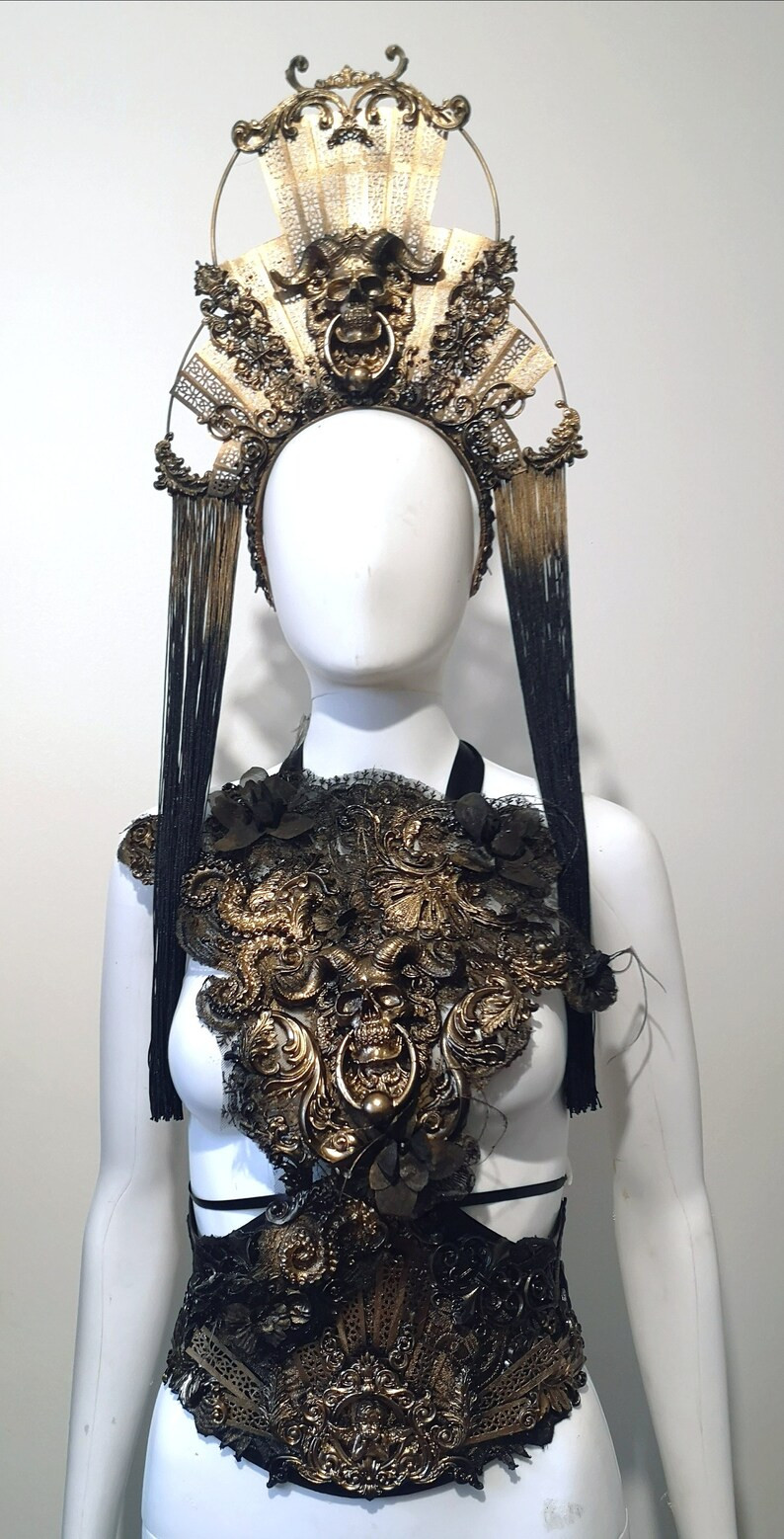 Set of Creations Costume Skull Headdress Breastplate Waist Cincher - Etsy | Etsy (US)