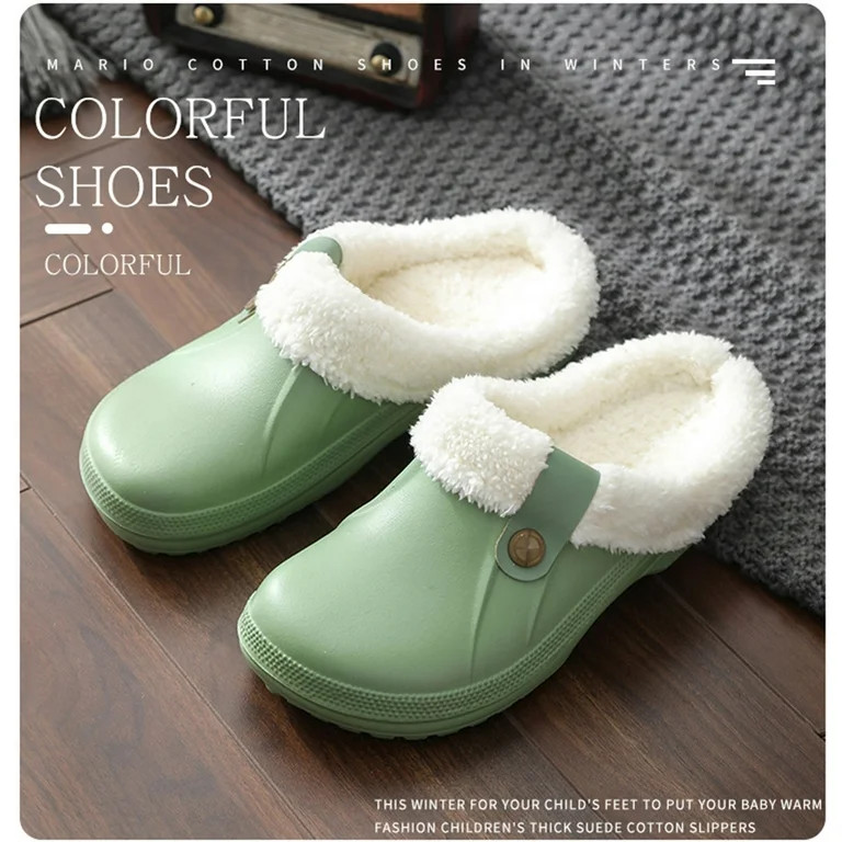 Men's Women's Lined Clogs Waterproof Garden Shoes House Slippers Winter Warm Comfortable Slip on ... | Walmart (US)