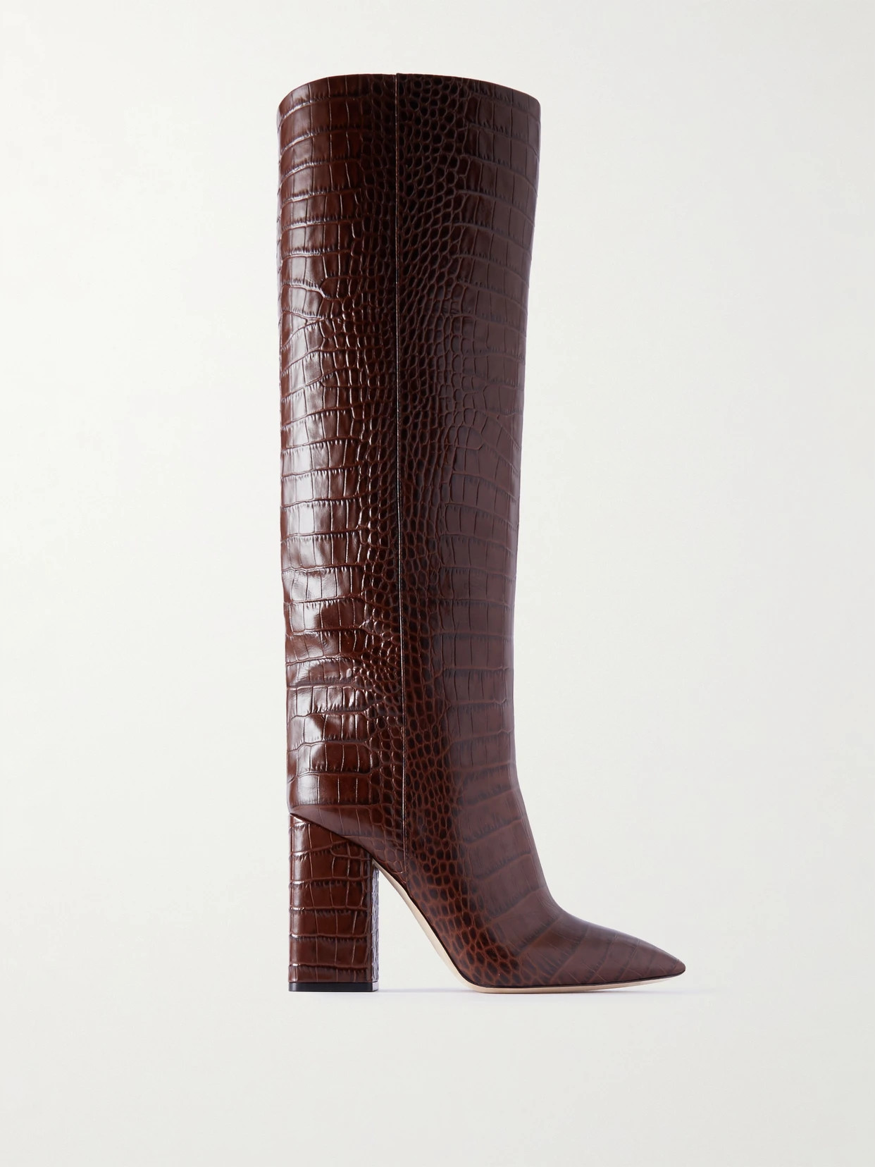 Paris Texas - Anja Croc-effect Leather Knee Boots - Brown | NET-A-PORTER (US)
