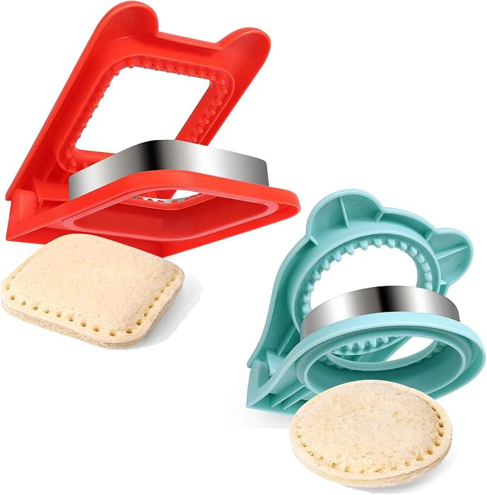 Vodolo Sandwich Maker,2PCS Sandwich Cutters for Kids Lunch,Crustless Breakfast Sandwich Cutter and Sealer Set Great for Children Boys Girls Lunchbox and Bento Box,Circle Square | Amazon (US)