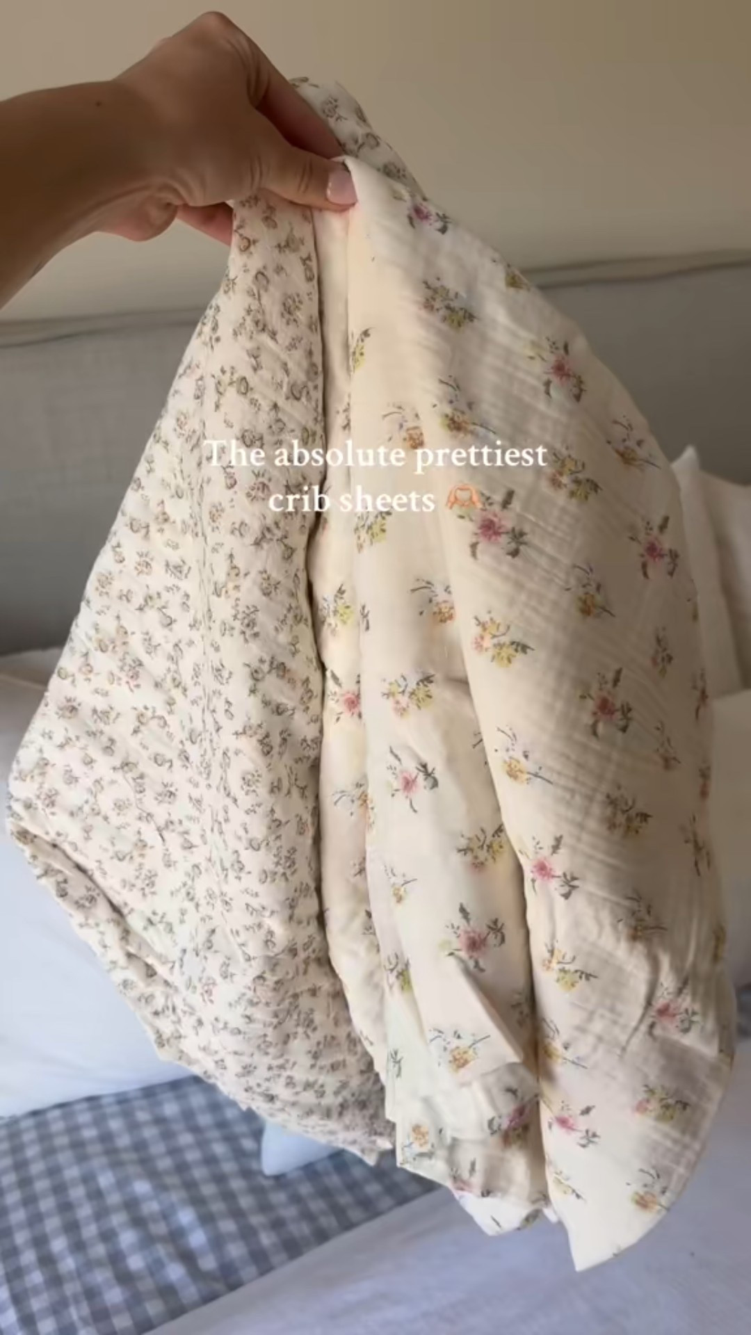 The sweetest crib sheets for a little girls nursery 🌸