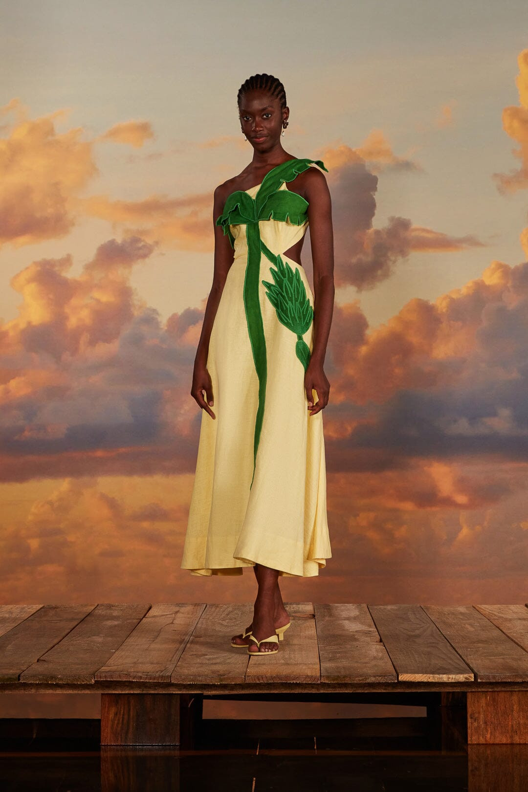 Palm Tree Cutwork Midi Dress | FarmRio (US)