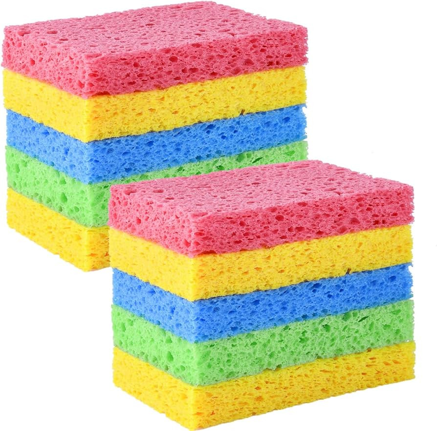 YoleShy Sponge Kitchen Natural Cellulose Sponges 10 Pack Compressed Sponges for Cleaning Reusable... | Amazon (US)