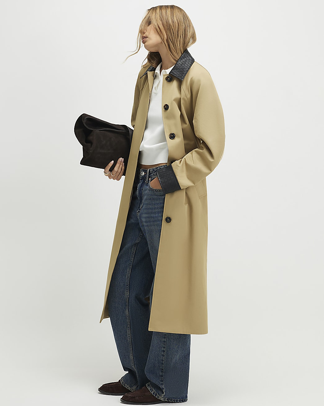 Beige Cocoon Sleeve Collar Trench Coat | River Island UK & IE