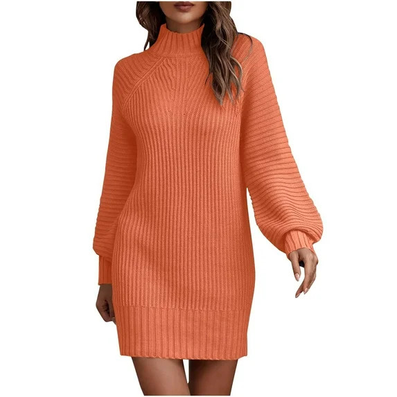 IROINNID Semi Formal Dress for Women Long Sleeve Sweater Dress Summer Solid Dress Round Neck Loos... | Walmart (US)