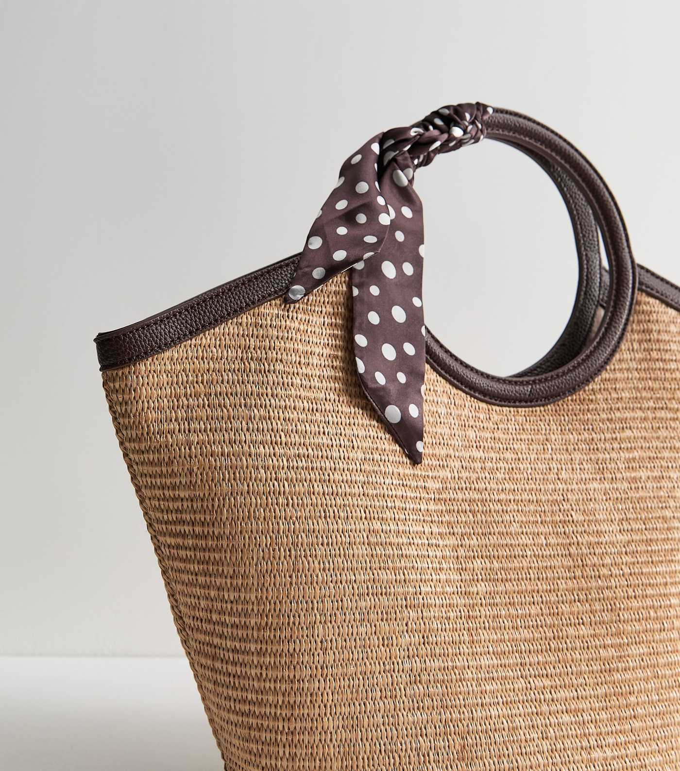Stone Circle Top Handle Basket Bag with Scarf | New Look | New Look (UK)