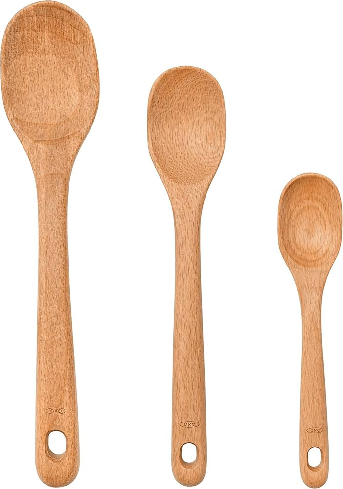 OXO Good Grips 3-Piece Wooden Spoon Set,Brown | Amazon (US)