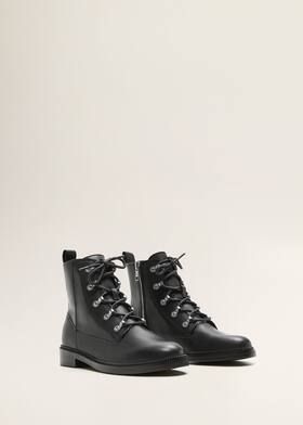 Lace-up leather boots - Women | MANGO (UK)