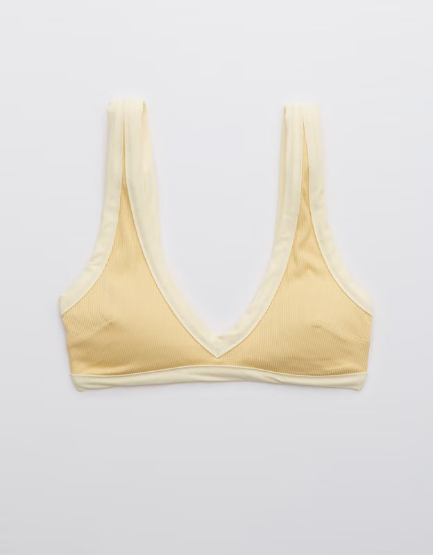 Aerie Ribbed Binding Plunge Bikini Top | American Eagle Outfitters (US & CA)