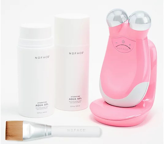 NuFACE Trinity Toning Device w/ 3.3-oz Aqua Gel Duo & Brush - QVC.com | QVC