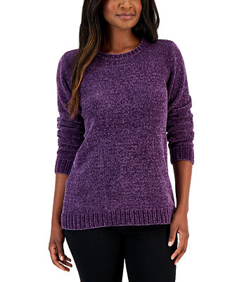 Petite Crewneck Chenille Sweater, Created for Macy's | Macy's