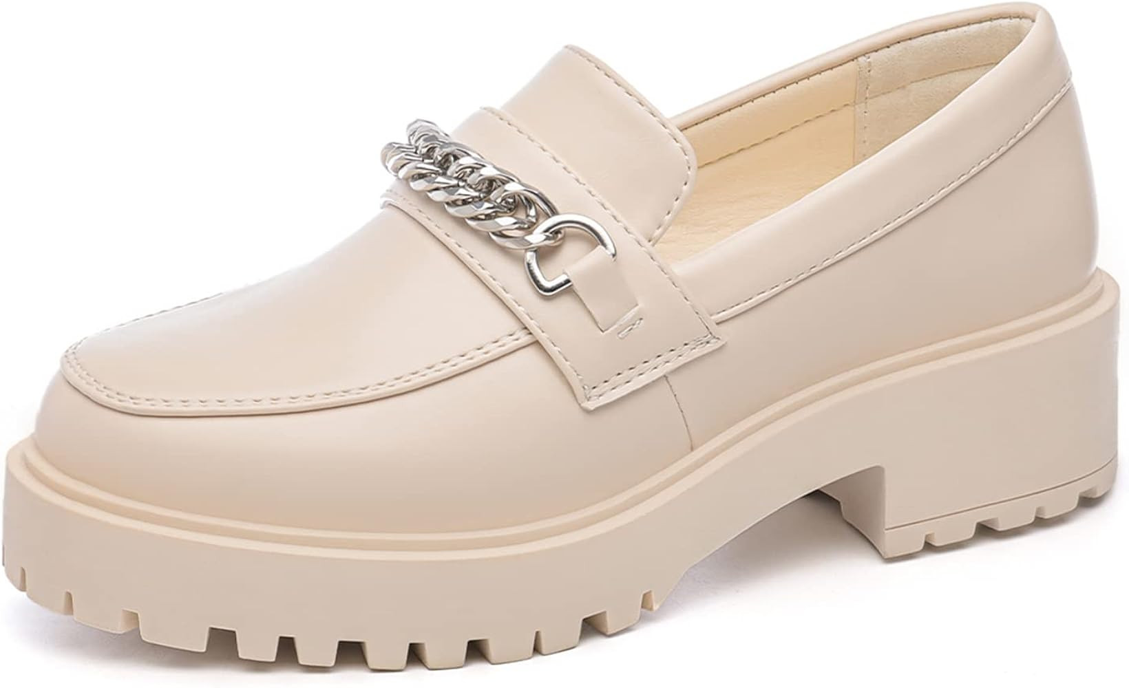 YETIER Platform Womens Loafer Leather Slip-ons Round Toe Chunky Loafer Shoes Penny Casual Fashion... | Amazon (US)