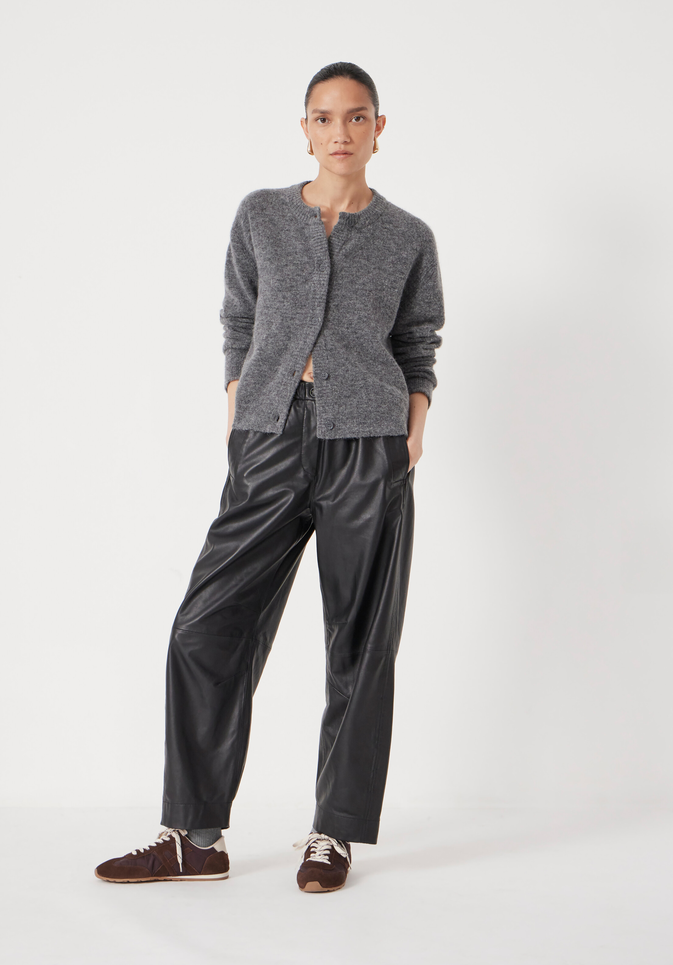 Juni Crew Neck Wool Blend Cardigan | Hush UK