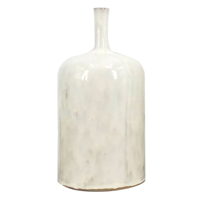 Emily White Ceramic Bottle Vase, 9.5" | At Home