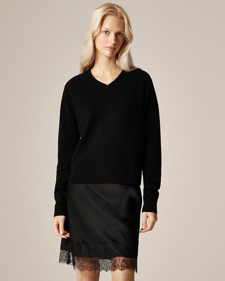Cashmere high V-neck sweater | J. Crew US