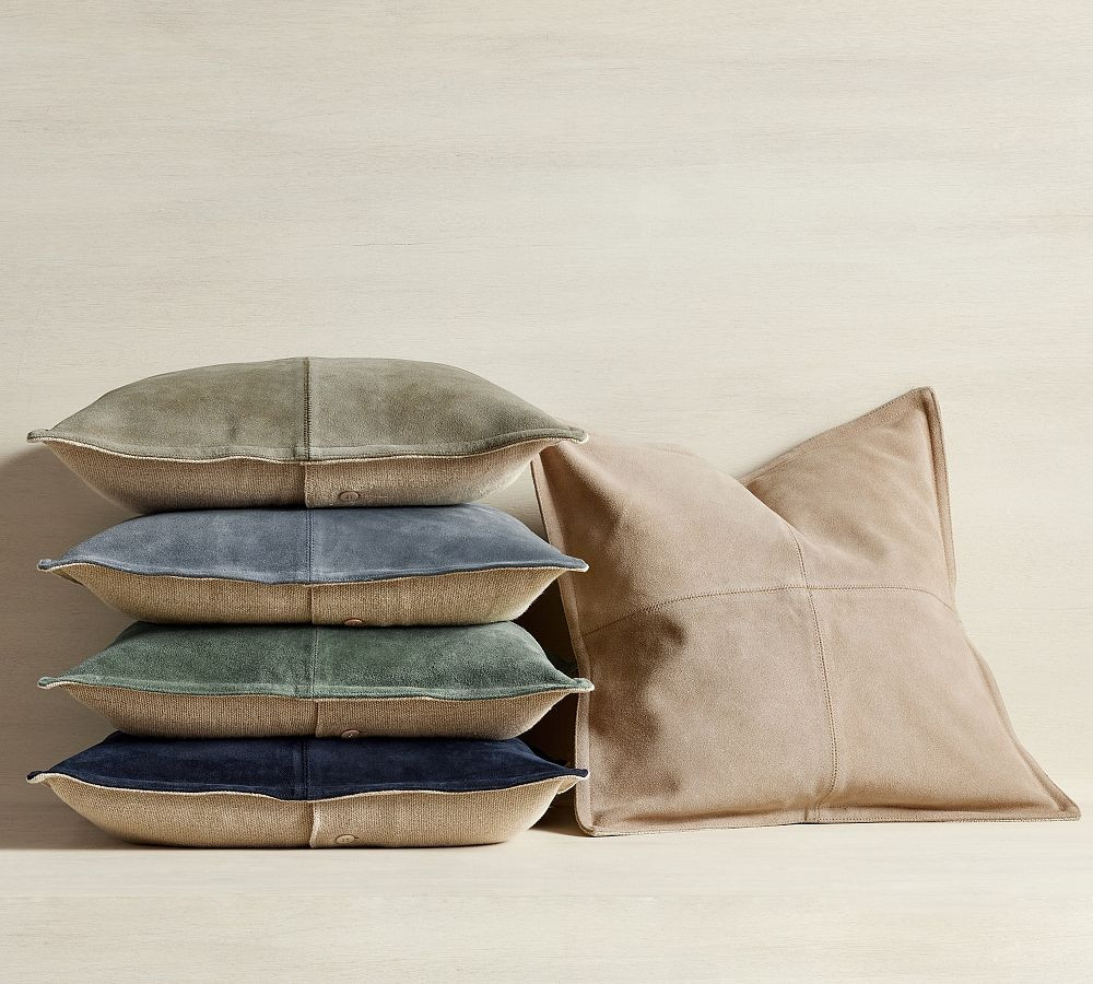 Pieced Suede Pillow | Pottery Barn (US)