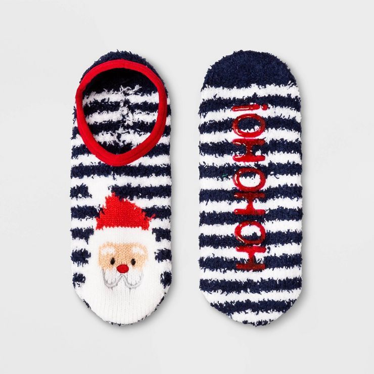 Women's Santa Cozy Holiday Liner Socks with Grippers - Wondershop™ Navy 4-10 | Target