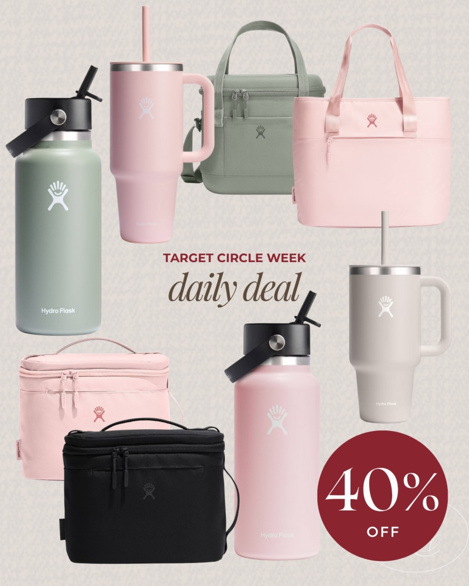 Can’t miss Target Circle Week deal!! 40% hydroflask water bottles and cooler bags. The colors are beautiful  

#LTKFindsUnder50 #LTKSaleAlert #LTKSeasonal