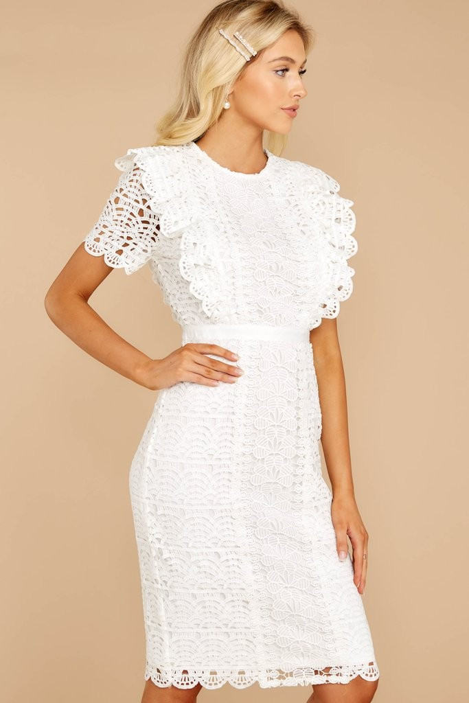 Timeless Combinations White Eyelet Midi Dress | Red Dress 