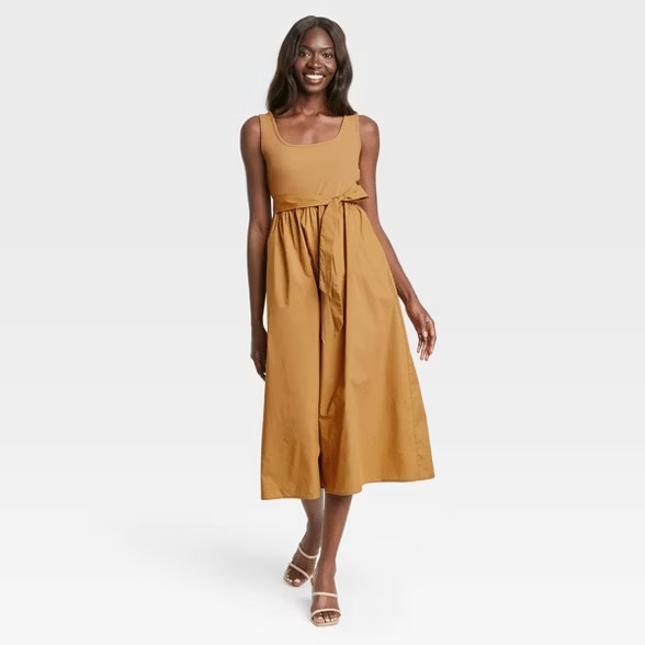 Women's Sleeveless Knit Woven Dress - Who What Wear™ | Target