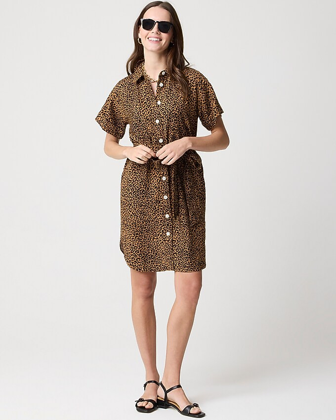 Linen-blend belted mini shirtdress | J.Crew Factory