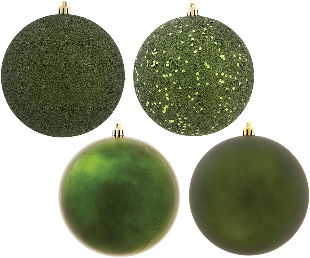 Vickerman 3" Moss Green 4-Finish Ball Ornament Assortment. Includes 32 Ornaments per Box. | Amazon (US)