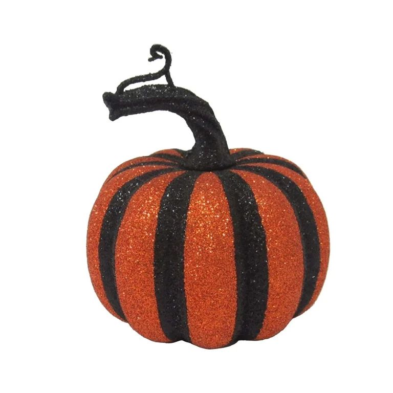 Way To Celebrate Halloween Mini Pumpkin, Black and Orange Glitter - Walmart.com | Walmart (US)