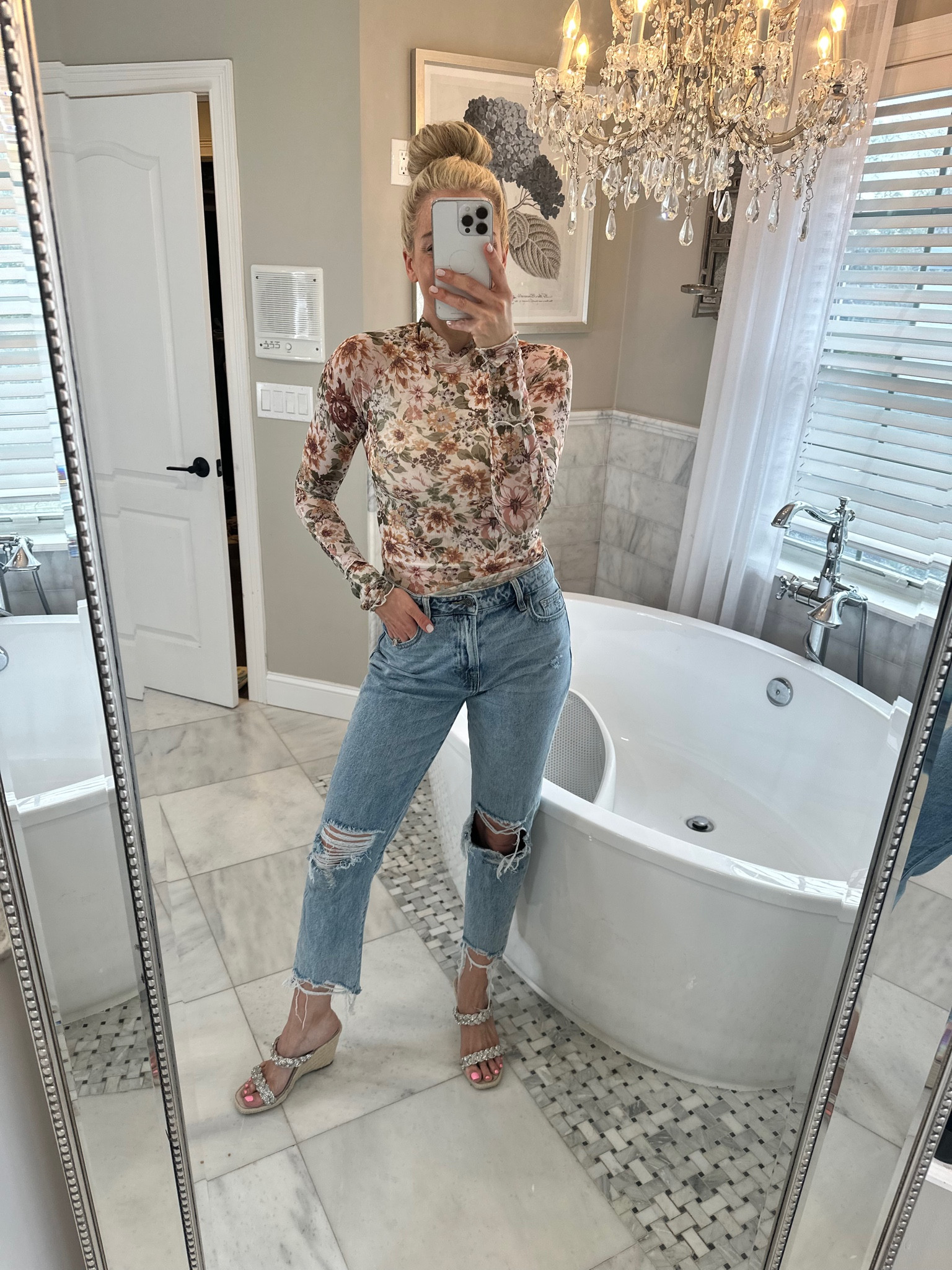 LOVE this top! Such a statement piece and love how tight it is! Hugs you in all the right places and super flattering on! Wearing a size small in top and jeans are size 25! 

#LTKU #LTKFindsUnder50 #LTKSeasonal