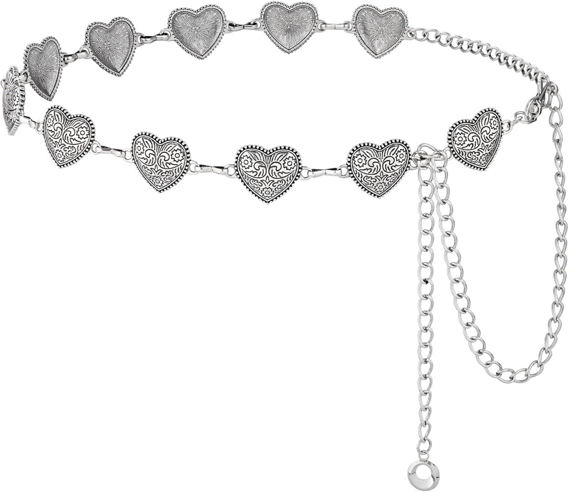 AWAYTR Western Chain Belts for Women - Silver Cowgirl Concho Belts for Jeans Dresses Country Conc... | Amazon (US)