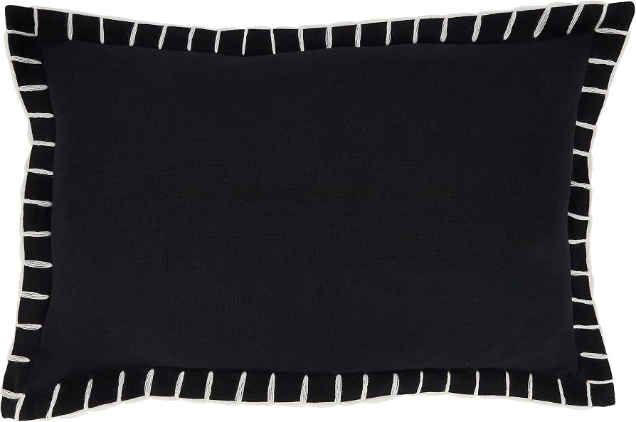 SARO LIFESTYLE Classic Charm Chunky Whip Stitch Throw Pillow Cover, Black, 12"x20" | Amazon (US)