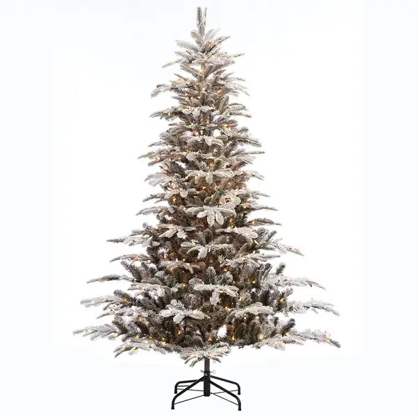 Puleo International 7 1/2 ft. Pre-lit Aspen Green Fir Flocked Artificial Christmas Tree 700 UL li... | Bed Bath & Beyond