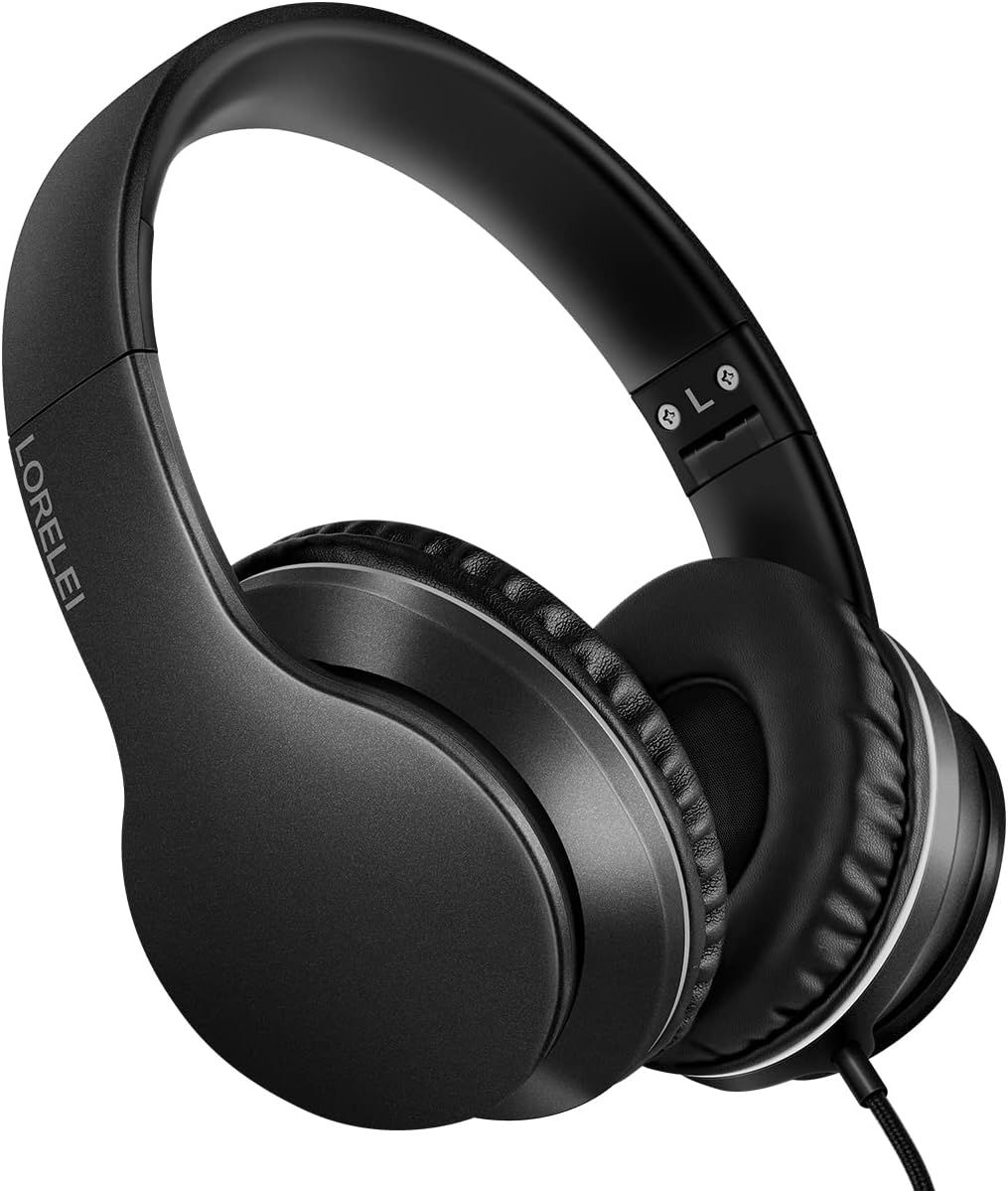 LORELEI X6 Over-Ear Headphones with Microphone, Lightweight Foldable & Portable Stereo Bass Headp... | Amazon (US)
