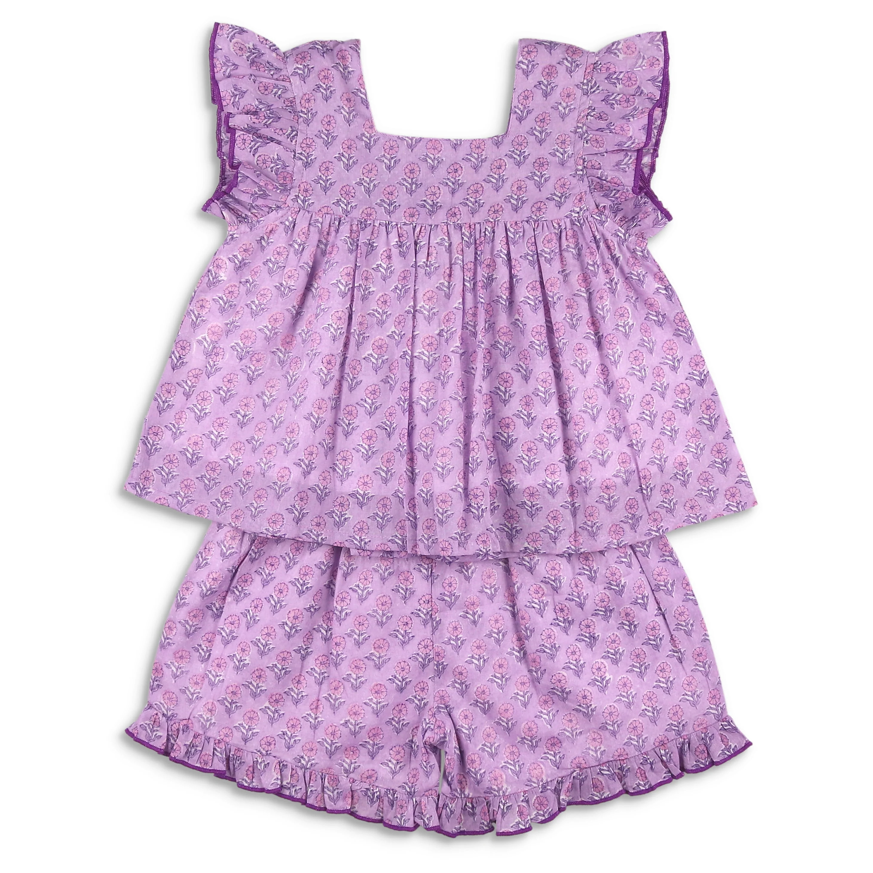 Girls Ruffle Short Set - Orchid - Shrimp and Grits Kids | Shrimp and Grits Kids