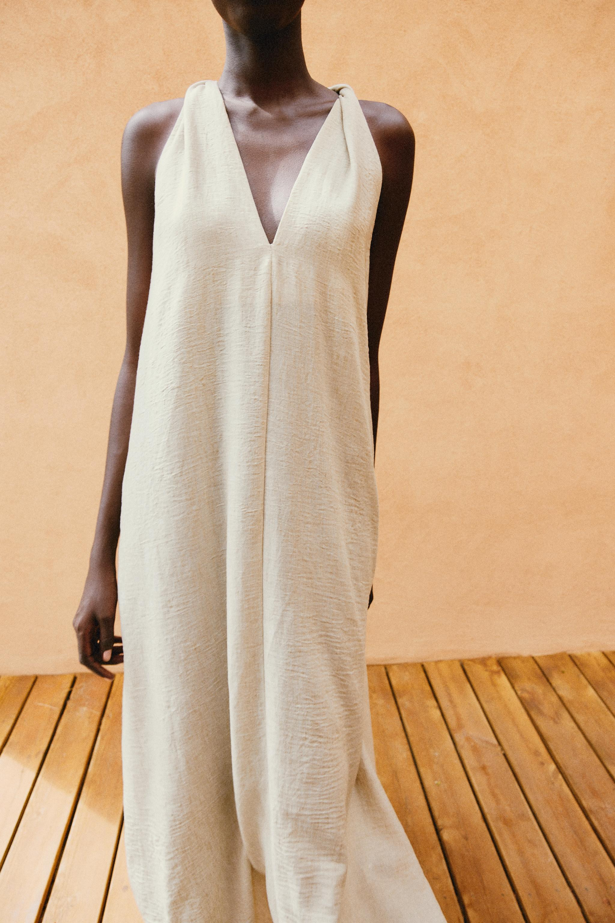 RUSTIC VOLUMINOUS MIDI DRESS | Zara UK